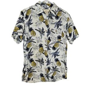 Weatherproof vintage mens pineapple Hawaiian cotton button down shirt size small